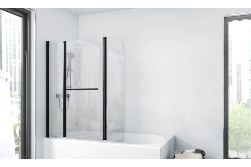 Dusserud Duschvägg 125x140 cm - Svart - Hus & renovering - Kök & bad - Badrum - Duschar