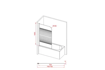 Dusserud Duschvägg 75x140 cm - Svart - Hus & renovering - Kök & bad - Badrum - Duschar - Duschväggar
