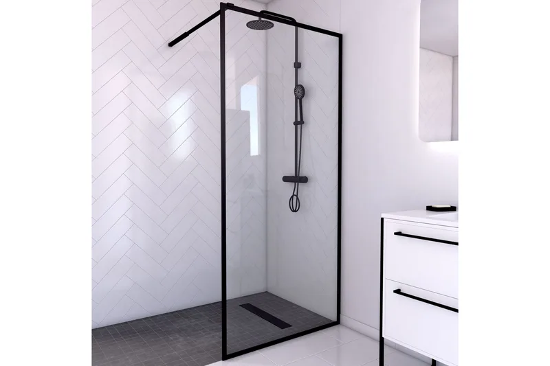 Gullebo Duschvägg 70x200 cm, Svart