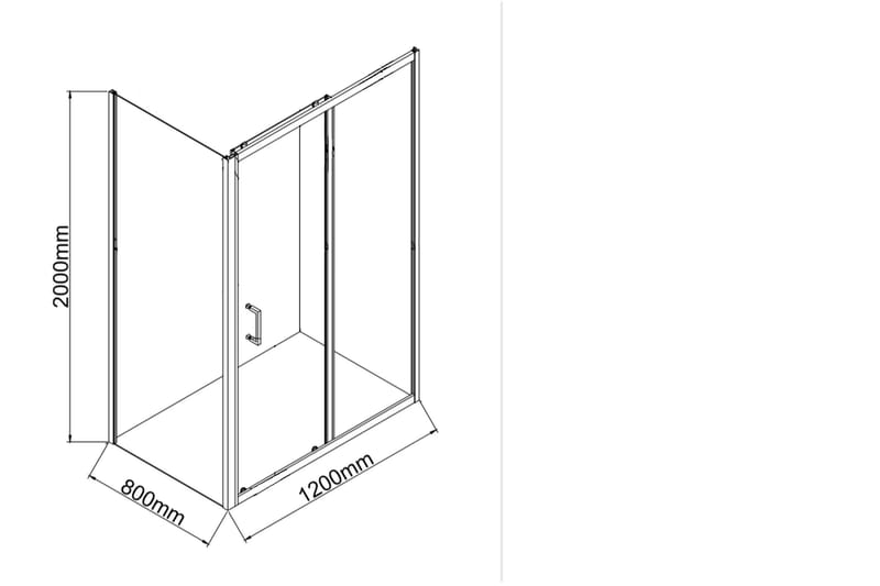 Gullebo Glasvägg 200 cm - Svart - Duschväggar