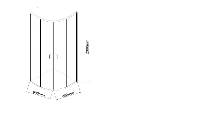 Gullebo Glasvägg 200 cm - Svart - Hus & renovering - Kök & bad - Badrum - Duschar