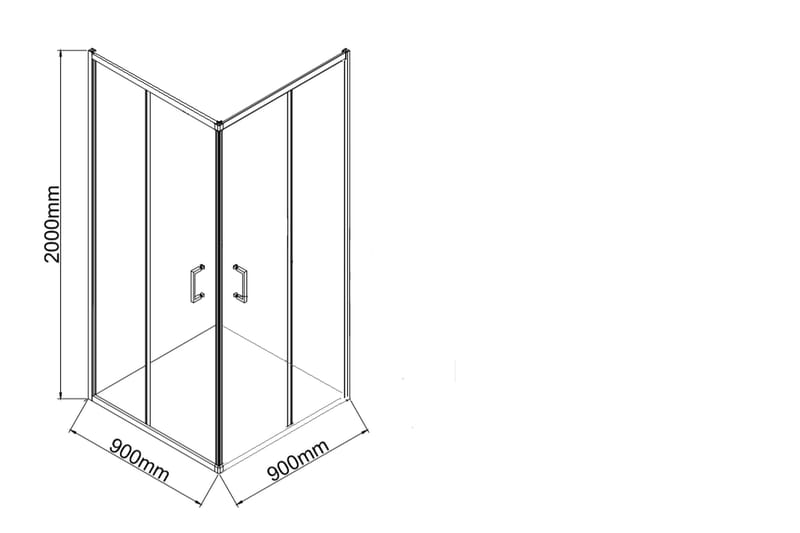 Gullebo Glasvägg 200 cm - Svart - Hus & renovering - Kök & bad - Badrum - Duschar