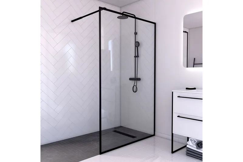 Gullebo Glasvägg 200 cm, Svart