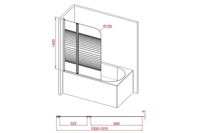 Knutby Duschvägg 100x140 cm - Vit - Hus & renovering - Kök & bad - Badrum - Duschar - Duschväggar