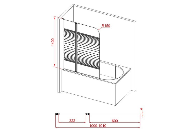 Knutby Duschvägg 100x140 cm - Vit - Hus & renovering - Kök & bad - Badrum - Duschar