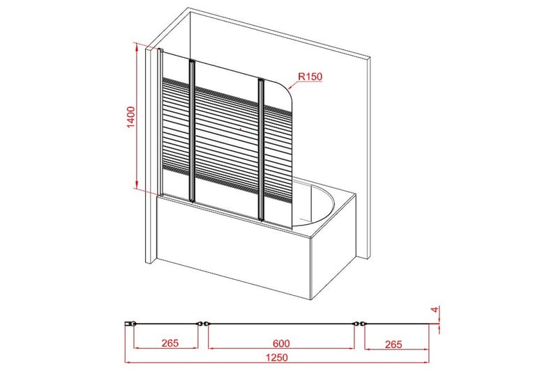 Knutby Duschvägg 125x140 cm - Vit - Hus & renovering - Kök & bad - Badrum - Duschar
