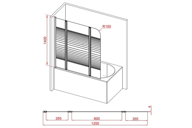 Knutby Duschvägg 125x140 cm - Vit - Hus & renovering - Kök & bad - Badrum - Duschar - Duschväggar