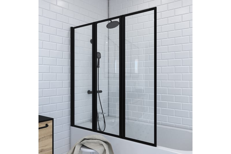 Knutby Duschvägg 125x143 cm - Svart - Hus & renovering - Kök & bad - Badrum - Duschar