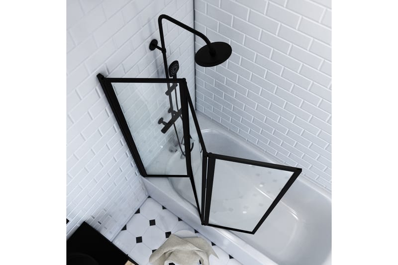 Knutby Duschvägg 125x143 cm - Svart - Hus & renovering - Kök & bad - Badrum - Duschar