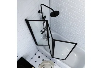 Knutby Duschvägg 125x143 cm - Svart - Hus & renovering - Kök & bad - Badrum - Duschar - Duschväggar