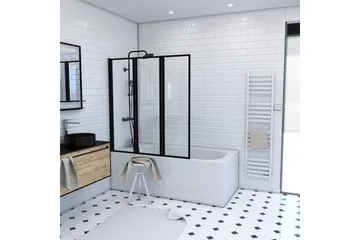 Knutby Duschvägg 125x143 cm - Svart - Hus & renovering - Kök & bad - Badrum - Duschar - Duschväggar