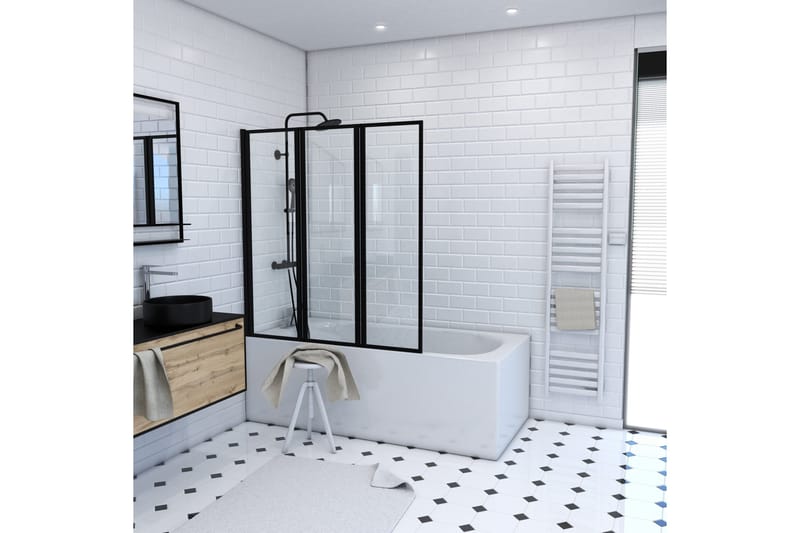 Knutby Duschvägg 125x143 cm - Svart - Hus & renovering - Kök & bad - Badrum - Duschar - Duschväggar