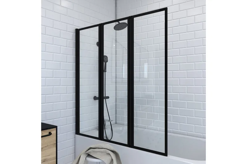 Knutby Duschvägg 125x143 cm, Svart