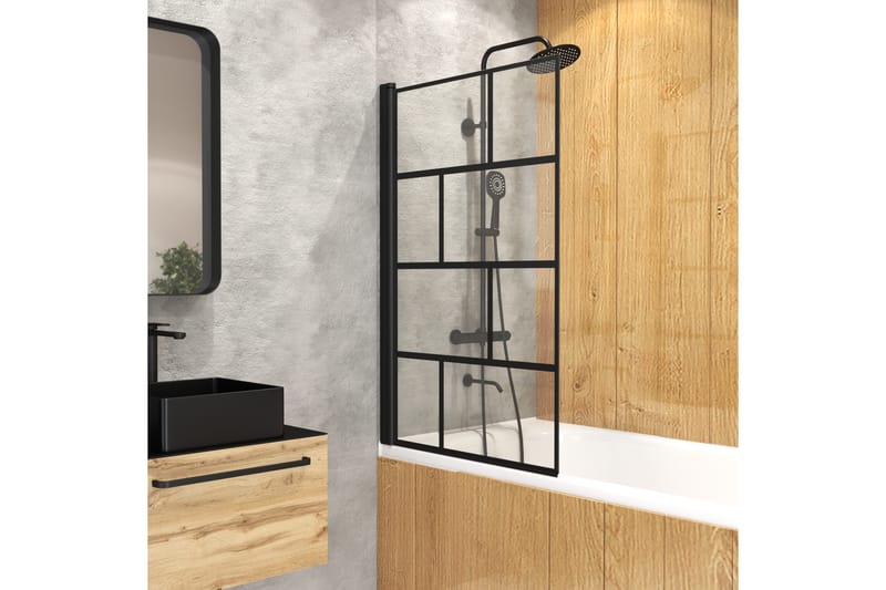 Knutby Duschvägg 75x125 cm, Svart