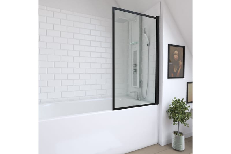 Knutby Duschvägg 75x130 cm - Svart - Hus & renovering - Kök & bad - Badrum - Duschar