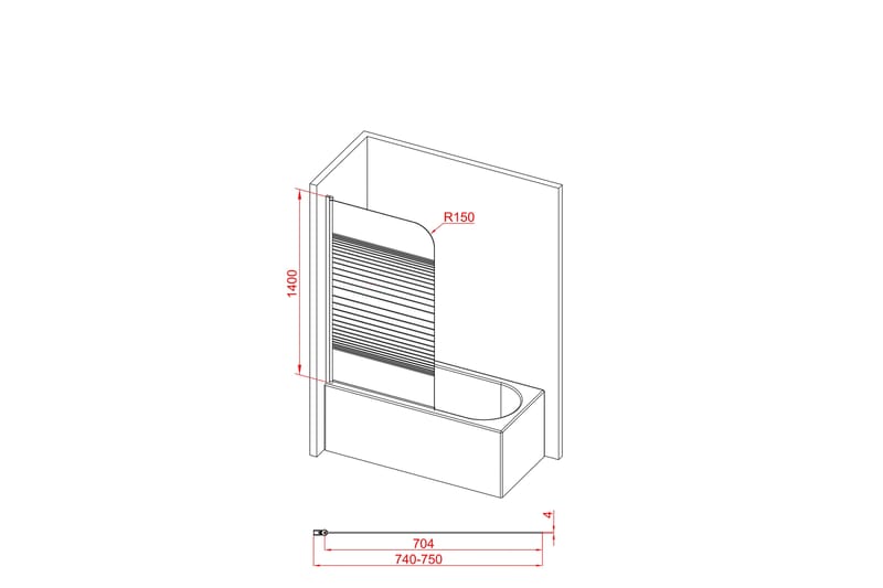 Knutby Duschvägg 75x140 cm - Svart - Hus & renovering - Kök & bad - Badrum - Duschar