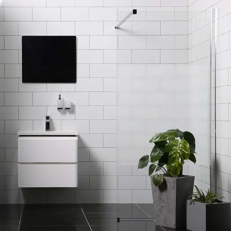 Mångsidig Duschvägg Rak Vägg Delvis Frostat Glas 900, Silver