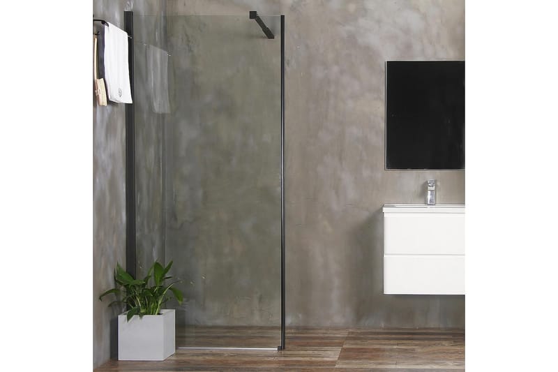 Mångsidig Duschvägg Rak Vägg Svart Klarglas 90x190 cm - Svart|Glas - Hus & renovering - Kök & bad - Badrum - Duschar