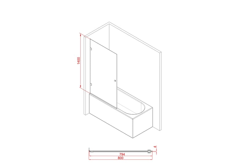 Meselefors Duschvägg 80x140 cm - Svart - Hus & renovering - Kök & bad - Badrum - Duschar