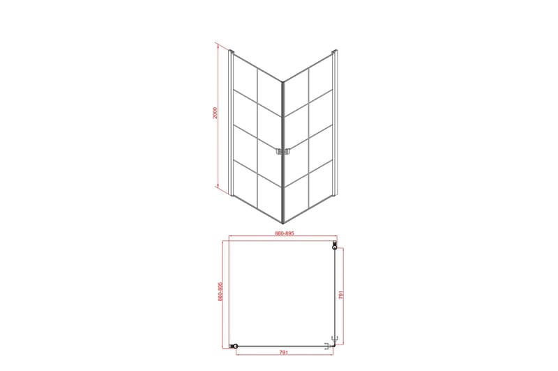 Rosinedal Glasvägg 200 cm - Svart - Hus & renovering - Kök & bad - Badrum - Duschar
