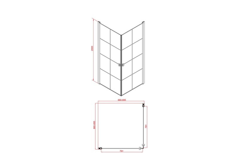 Rosinedal Glasvägg 200 cm - Svart - Duschväggar