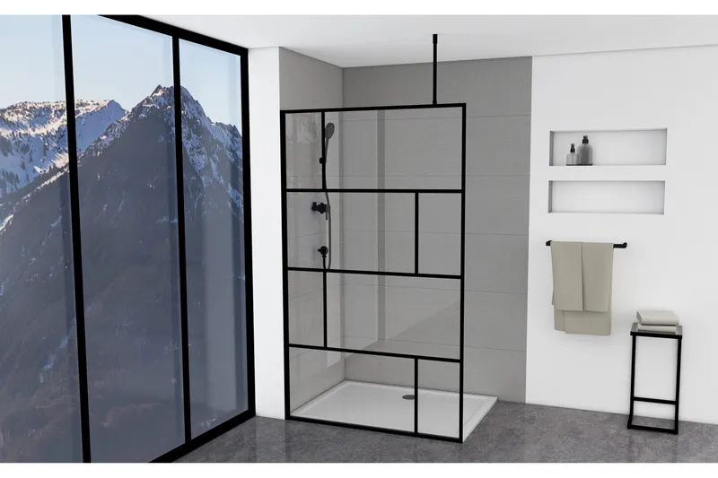 Sörby Duschvägg 120x195 cm, Svart