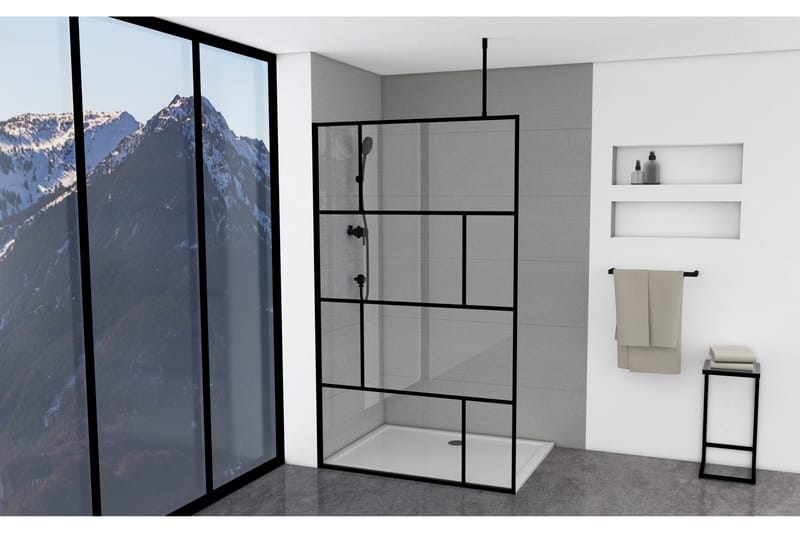 Sörby Duschvägg 120x195 cm, Svart