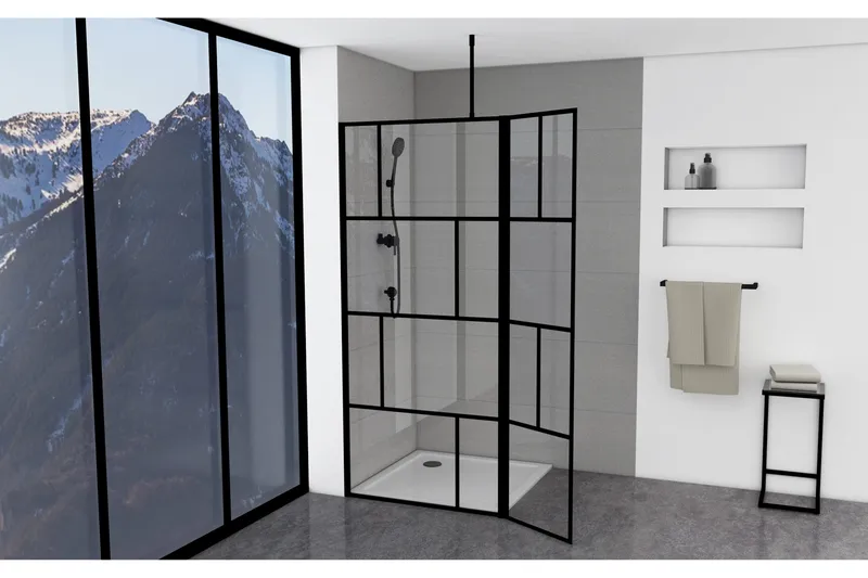 Sörby Duschvägg 130x195 cm, Svart