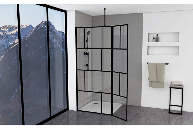 Sörby Duschvägg 130x195 cm, Svart