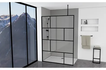 Sörby Duschvägg 140x195 cm - Svart - Hus & renovering - Kök & bad - Badrum - Duschar - Duschväggar