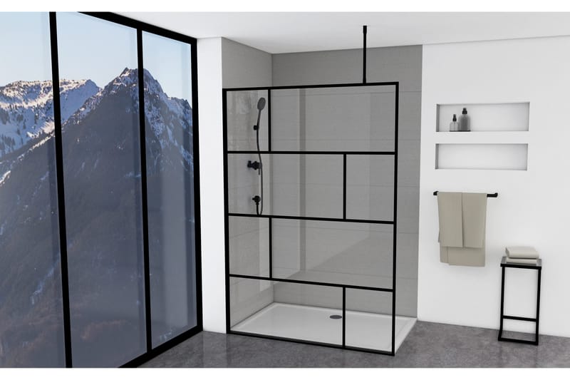 Sörby Duschvägg 140x195 cm, Svart