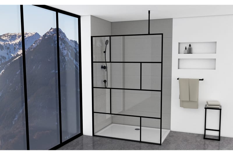 Sörby Duschvägg 140x195 cm - Svart - Hus & renovering - Kök & bad - Badrum - Duschar