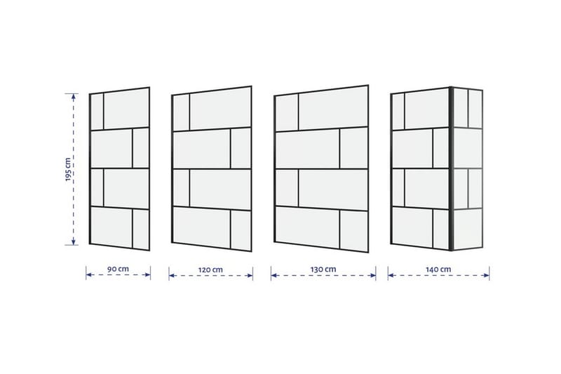 Sörby Duschvägg 90x195 cm - Svart - Hus & renovering - Kök & bad - Badrum - Duschar