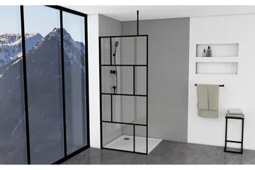 Sörby Duschvägg 90x195 cm - Svart - Hus & renovering - Kök & bad - Badrum - Duschar - Duschväggar