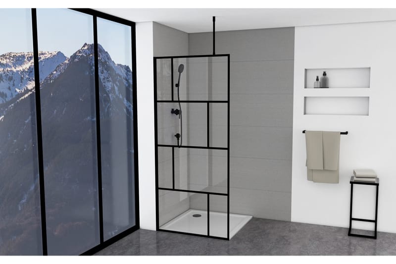 Sörby Duschvägg 90x195 cm, Svart