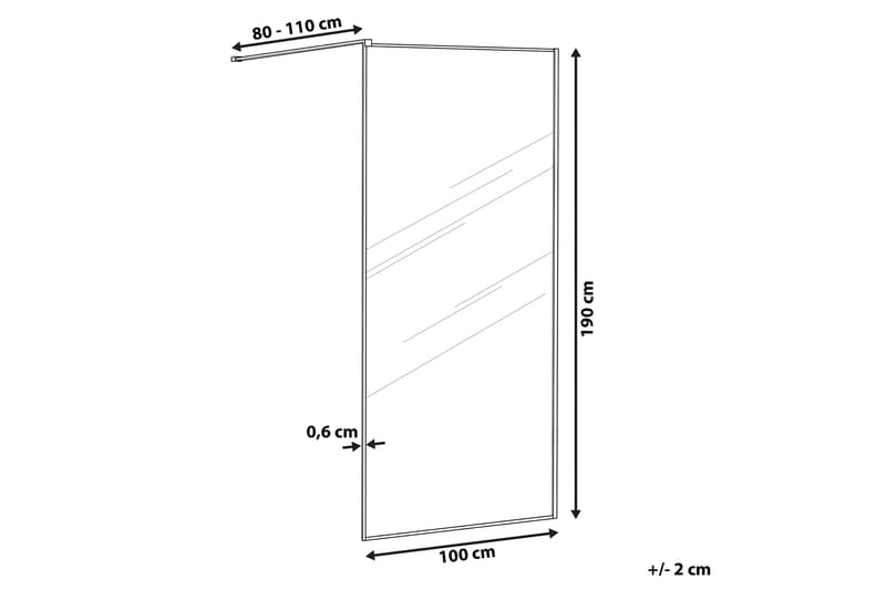Waspam Duschskärm 100x190 cm - Härdat Glas/Svart - Hus & renovering - Kök & bad - Badrum - Duschar