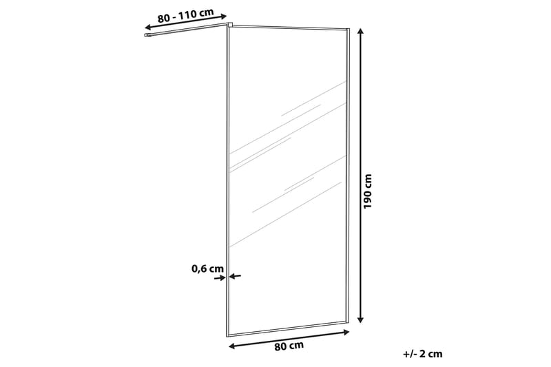Waspam Duschskärm 80x190 cm - Härdat Glas/Svart - Hus & renovering - Kök & bad - Badrum - Duschar