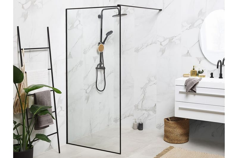 Waspam Duschskärm 90x190 cm - Härdat Glas/Svart - Hus & renovering - Kök & bad - Badrum - Duschar