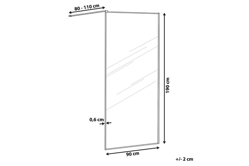 Waspam Duschskärm 90x190 cm - Härdat Glas/Svart - Hus & renovering - Kök & bad - Badrum - Duschar