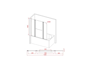 Dusserud Duschvägg 125x140 cm - Svart - Hus & renovering - Kök & bad - Badrum - Duschar - Duschväggar