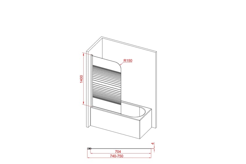 Knutby Duschvägg 75x140 cm - Svart - Hus & renovering - Kök & bad - Badrum - Duschar - Duschväggar