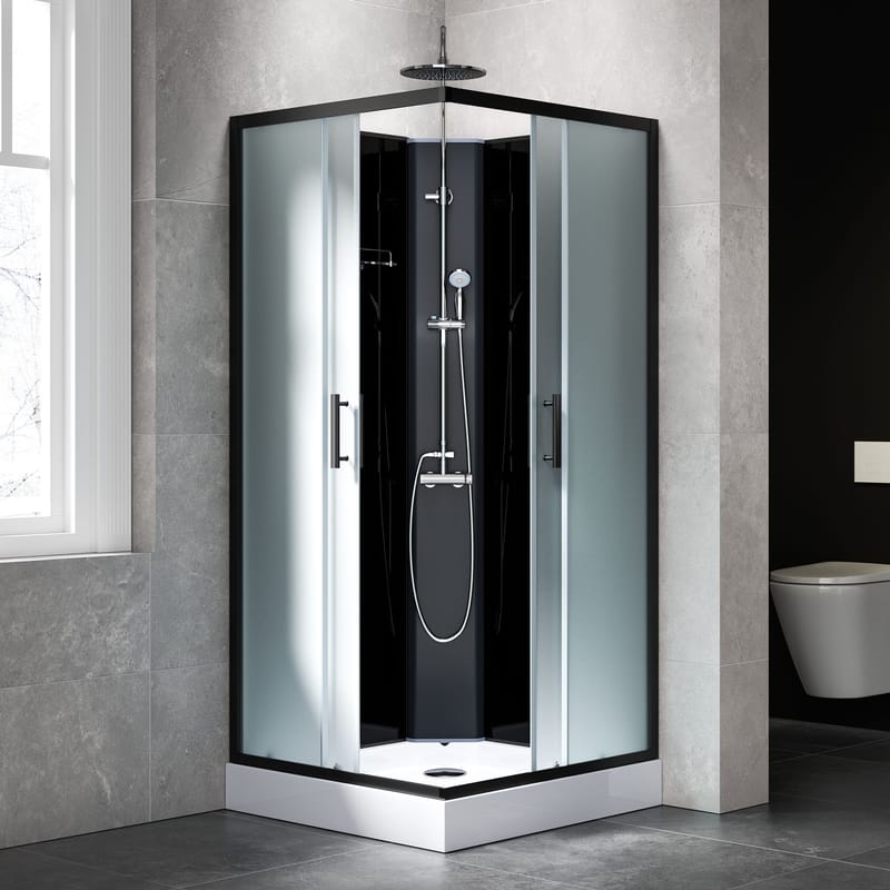 Komplett duschkabin 90x90cm | Regndusch | Svart, undefined