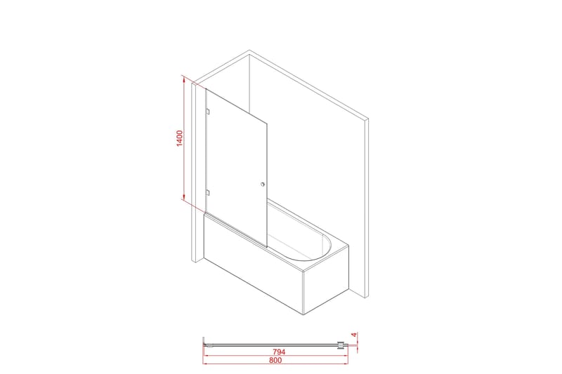 Meselefors Duschvägg 80x140 cm - Svart - Hus & renovering - Kök & bad - Badrum - Duschar - Duschväggar