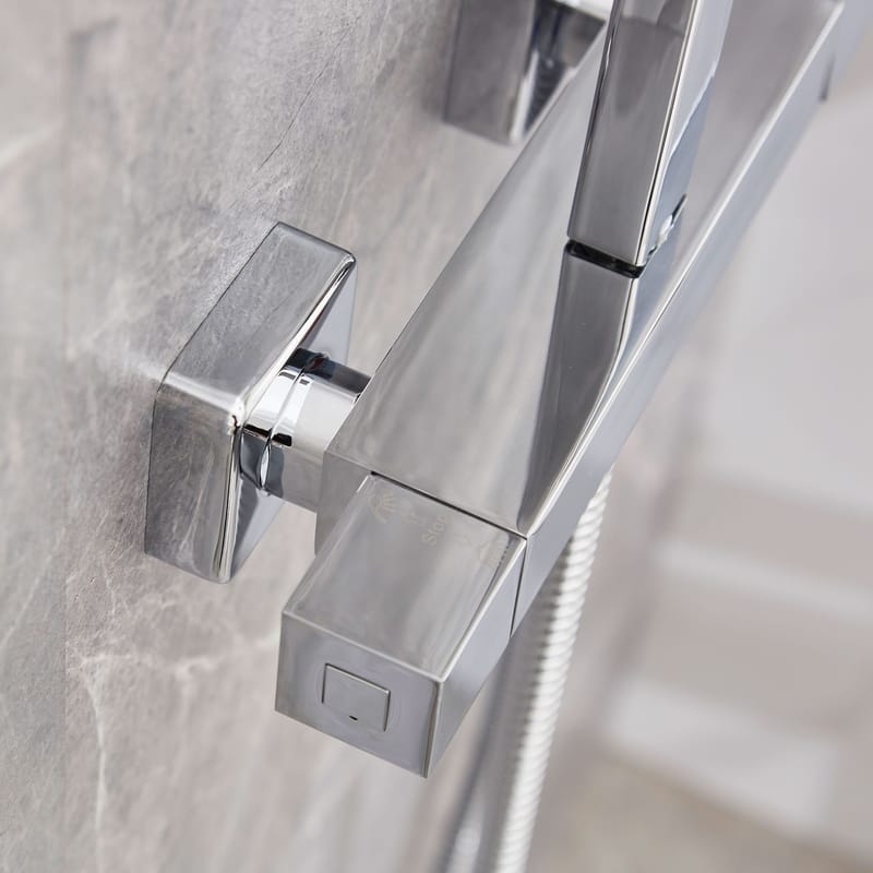 Dusch med fyrkantigt huvud, 79-119cm hög, Silver - Hus & renovering - Kök & bad - Badrum - Duscharmatur & dusch tillbehör