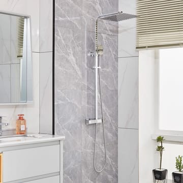Dusch med fyrkantigt huvud, 79-119cm hög, Silver - Hus & renovering - Kök & bad - Badrum - Duscharmatur & dusch tillbehör