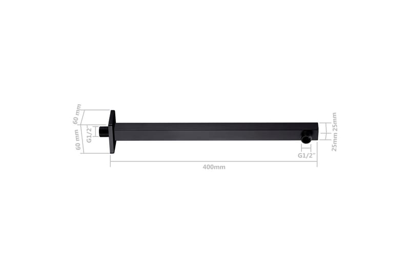 Duscharm fyrkantig rostfritt stål 201 svart 40 cm - Svart - Duschhållare