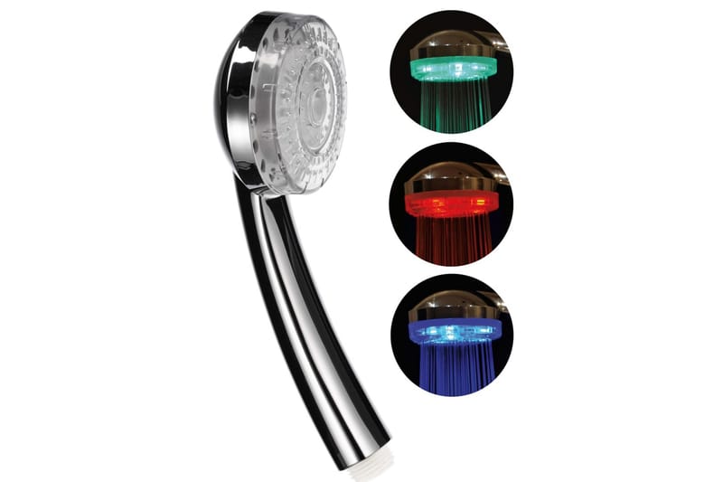 HI Duschhuvud med LED 8 cm - Silver - Badrumshandtag & badrumsbeslag - Duschmunstycke & duschhandtag