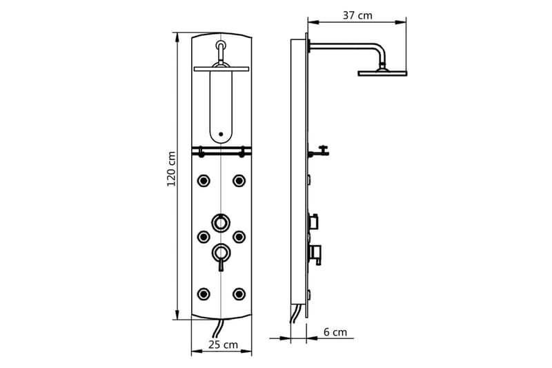 Duschpanel 25x43x120 cm silver - Vit - Duschpanel - Övrigt badrumstillbehör