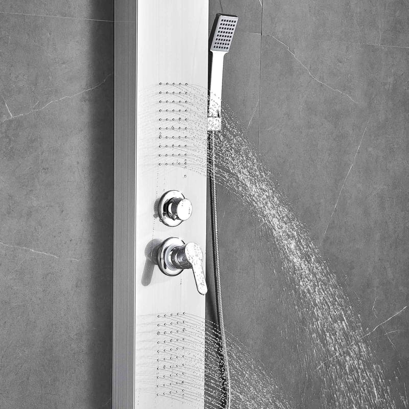 Duschpanel - silver med rundad form - Hus & renovering - Kök & bad - Badrum - Duscharmatur & dusch tillbehör