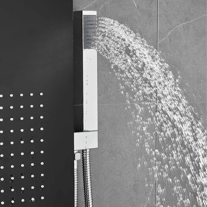 Duschpanel - svart med fyrkantig topp - Hus & renovering - Kök & bad - Badrum - Duscharmatur & dusch tillbehör